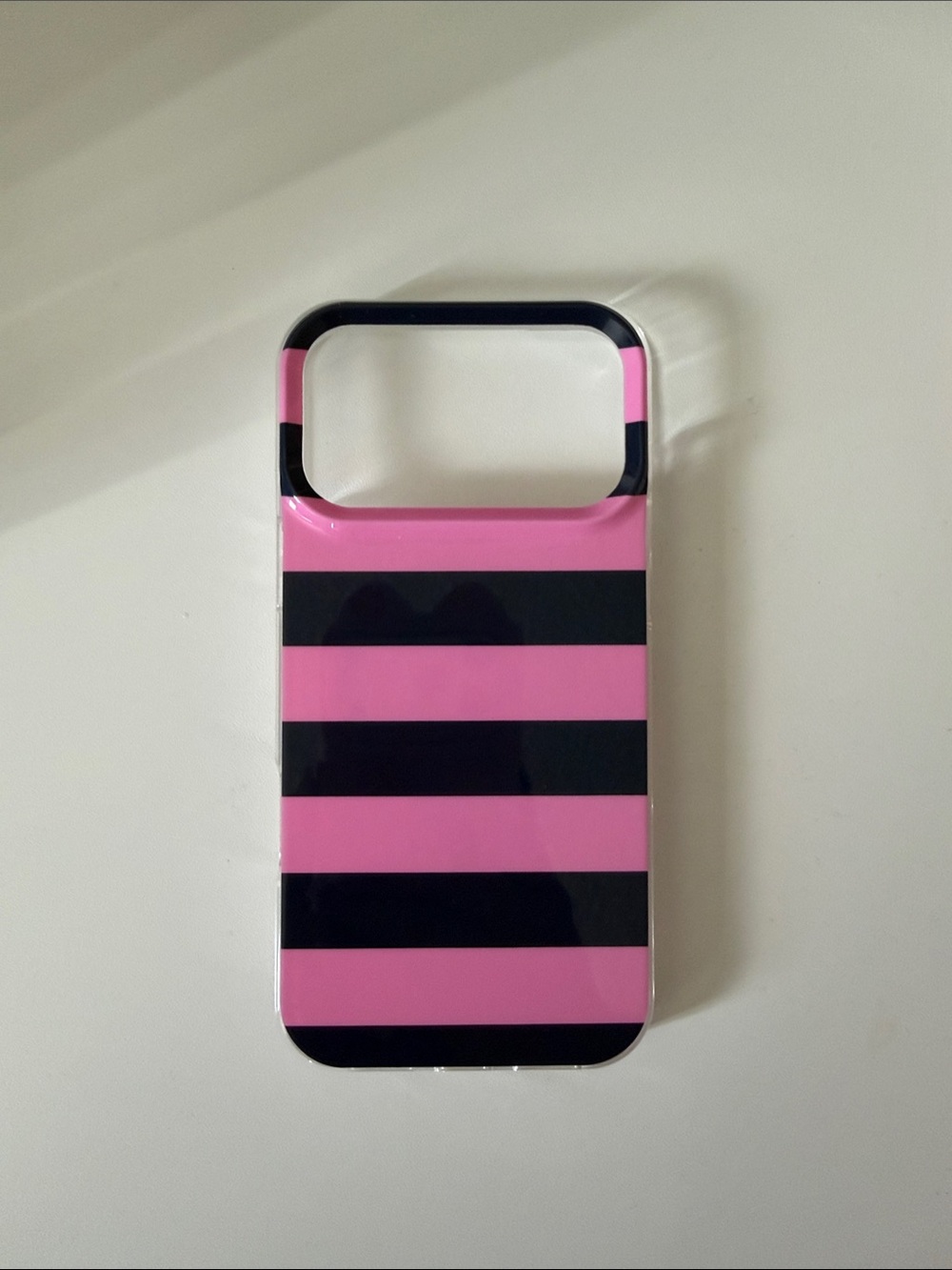 Pink and Black Striped Phone Case - Unbranded